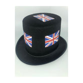 24 Union Jack Black Top Hats - Pack of 24