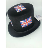 24 Union Jack Black Top Hats - Pack of 24