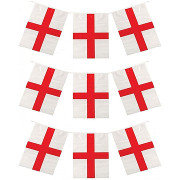 St George Cross England PVC Bunting 4 meters - 11 Flags
