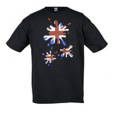Kids Union Jack 'Grunge Splodge' T-Shirt in Black. Boys or Girls