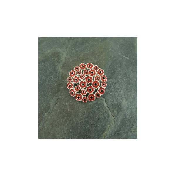 Multi Poppy Brooch Silver finish