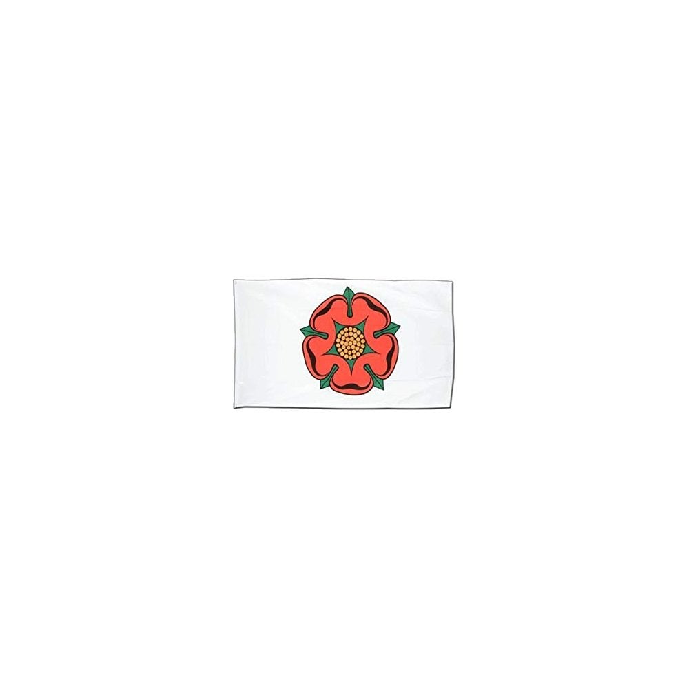 Lancashire Red Rose on White  Hand Flag 2ft