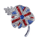 Union Jack Brooch - poppy shape with tiny stones