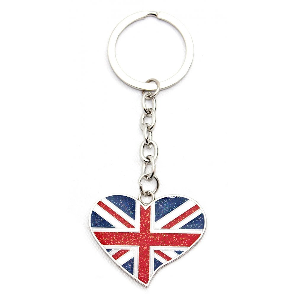 Union Jack Heart Metal Keyring / bag charm