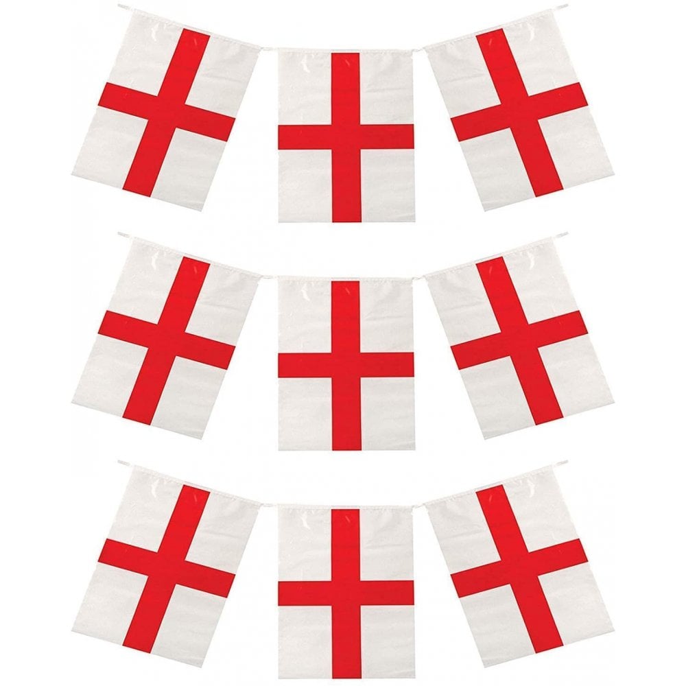 St George Cross England PVC Bunting 4 meters  - 11 Flags