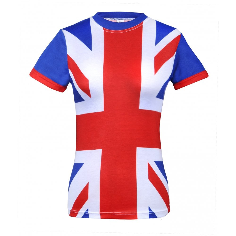 Ladies / Teen Union Jack All Over Round neck T-Shirt