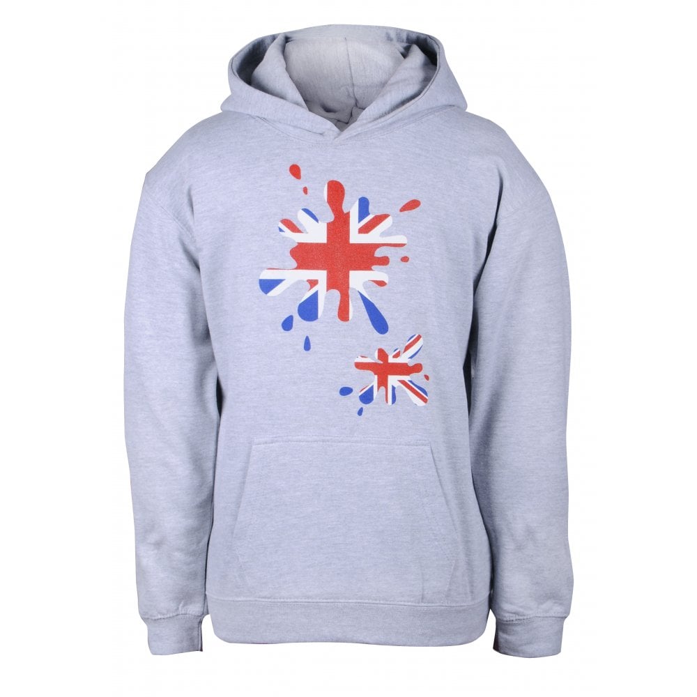 Kids Union Jack 'Splodge' Hoodie - Grey Boys or Girls